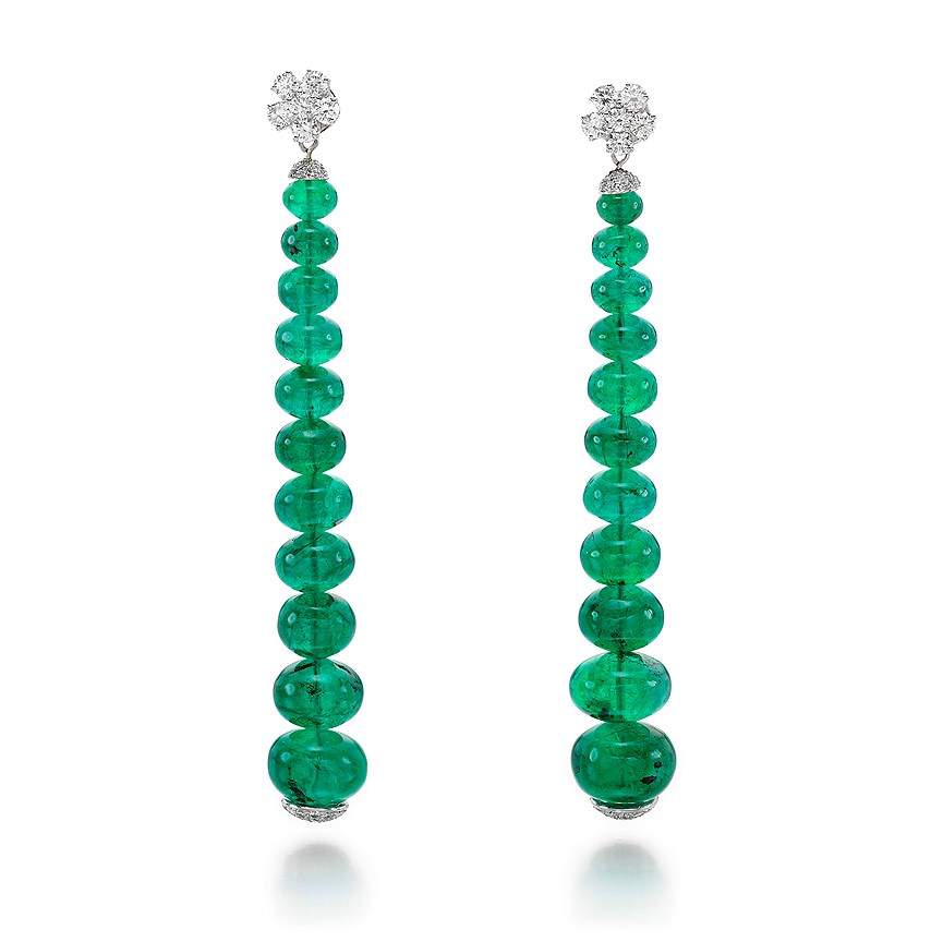 Sotheby’s Fine Jewels Online: серьги с изумрудами и бриллиантами, эстимейт ?20-30,000

