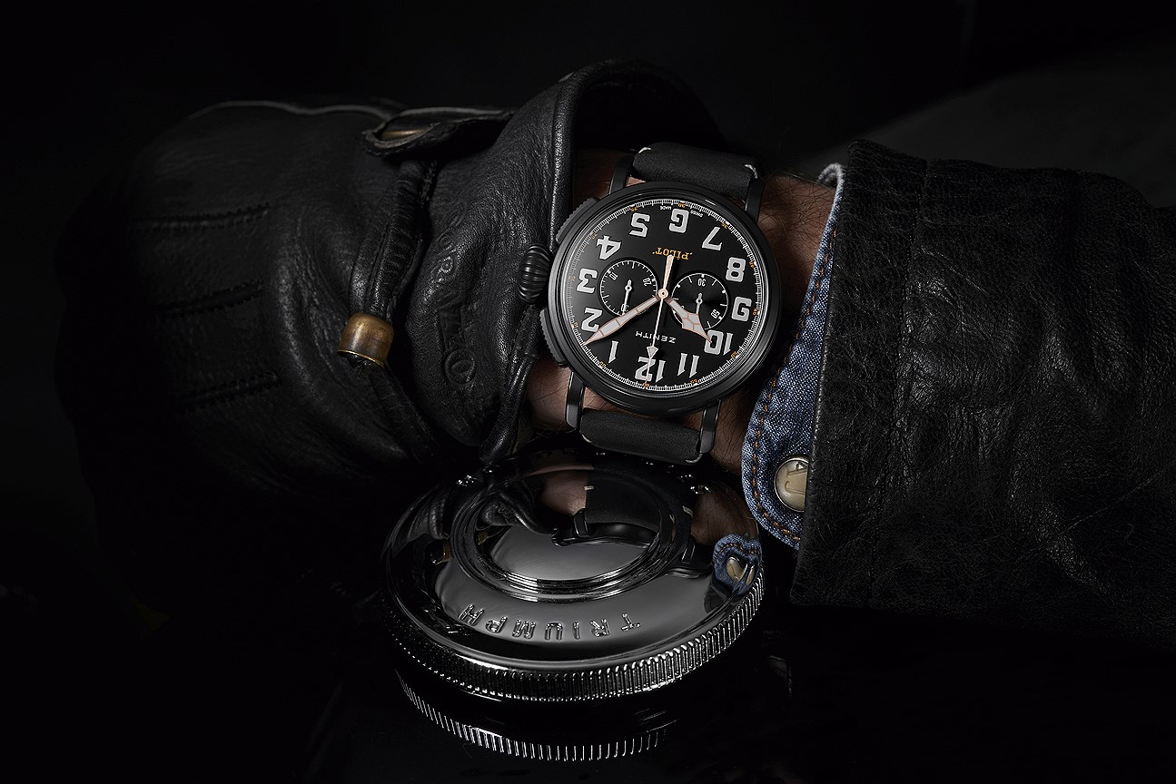 Zenith, часы Pilot Type 20 Chronograph Ton Up Black, сталь, 45 мм, мануфактурный механизм с автоматическим подзаводом