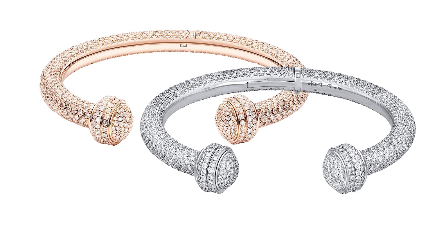 Piaget, браслеты Possession, белое и розовое золото, бриллианты