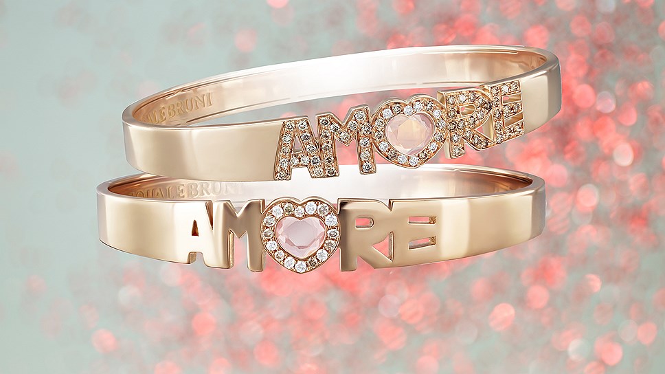 Pasquale Bruni, браслеты Amore, розовое золото, розовый кварц, бриллианты

