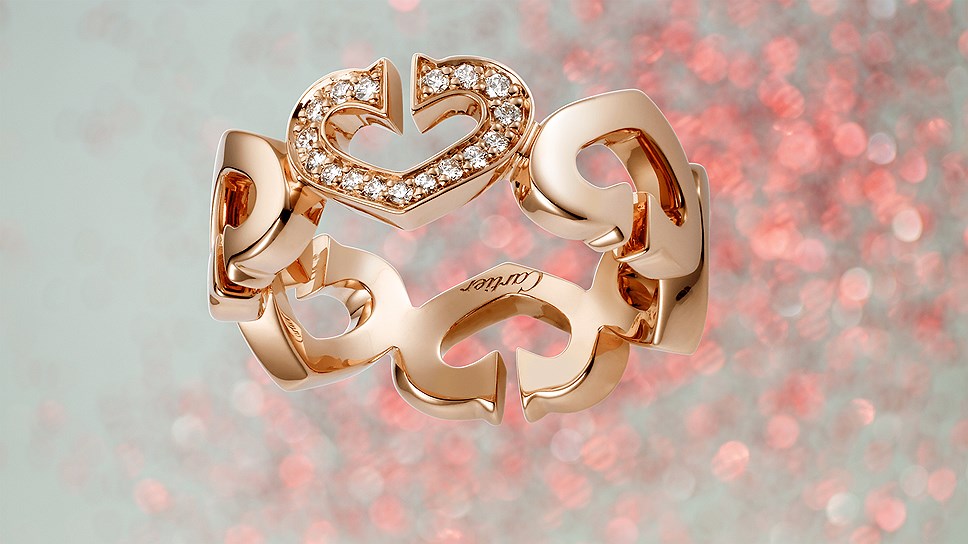 Cartier, кольцо Hearts and Symbols, розовое золото, бриллианты