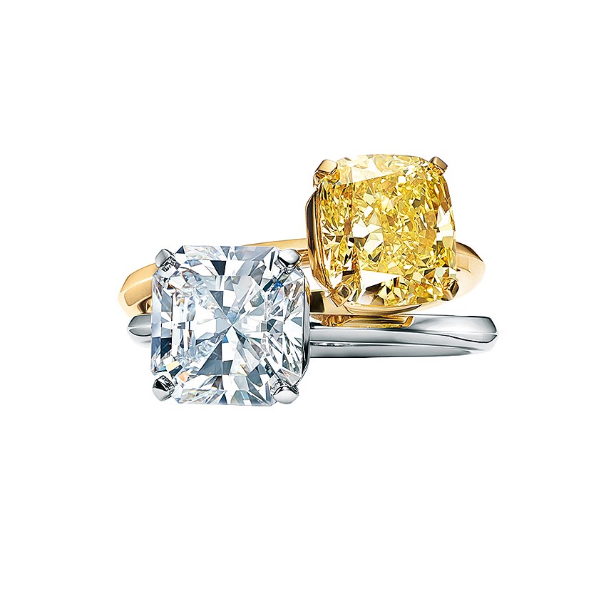 Tiffany &amp; Co., кольца, белое и розовое золото, белый и желтый бриллианты