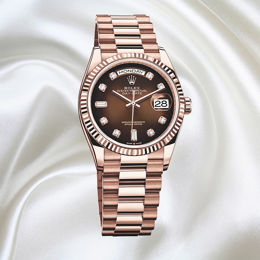 Rolex, часы Day-Date 36, розовое золото, бриллианты