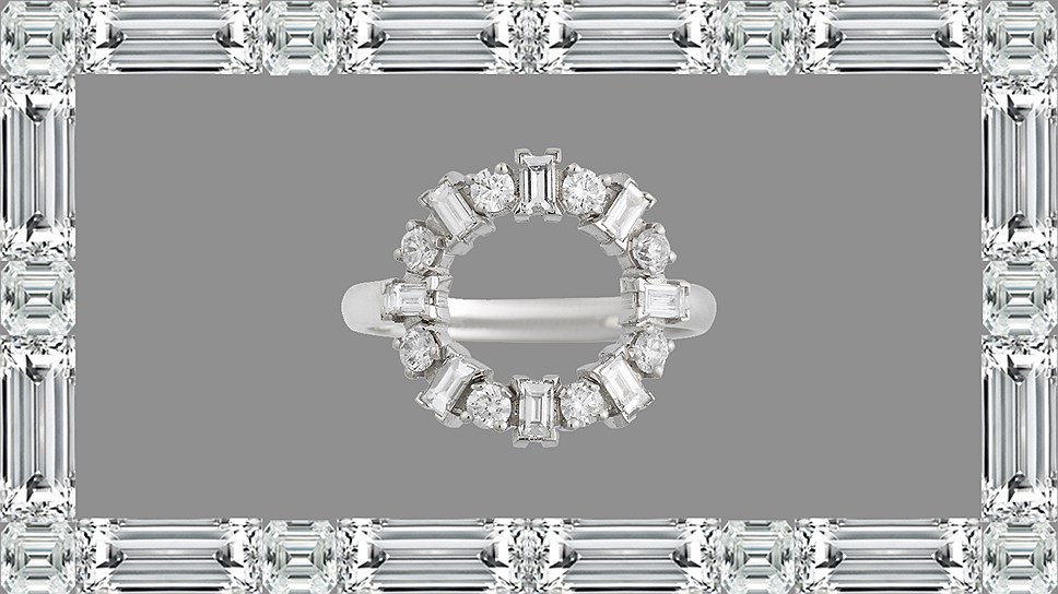  Ileana Makri, кольцо Baguette, белое золото, бриллианты