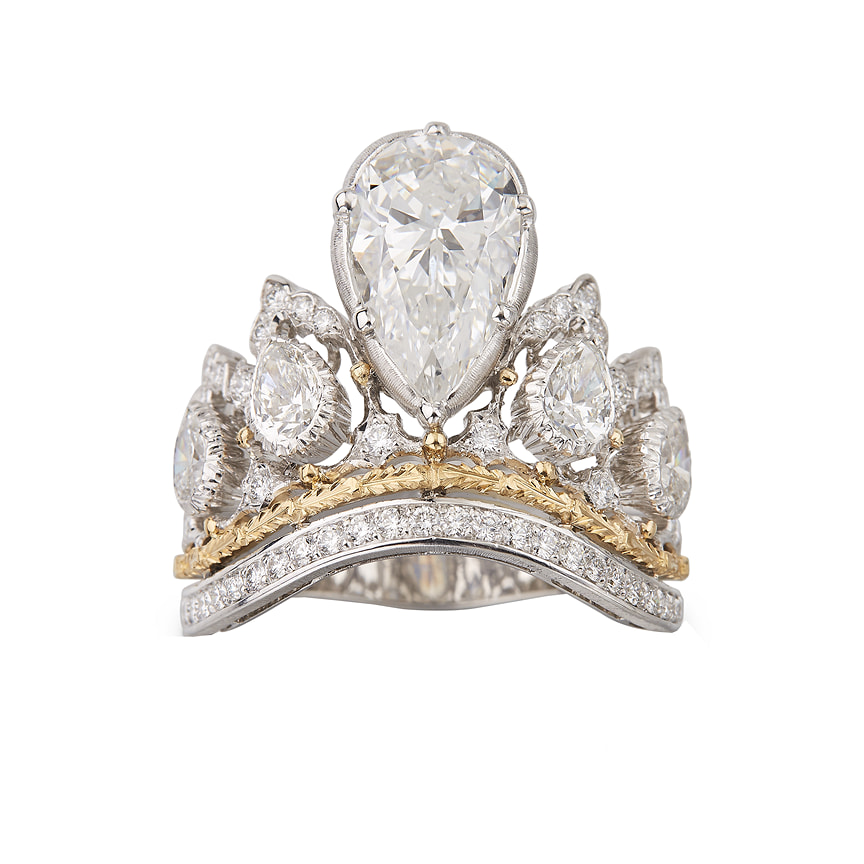 Buccellati, кольцо Jasmine, белое и розовое золото, бриллианты