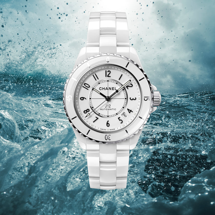 Chanel, часы J12, 38 мм, сталь, белая керамика
