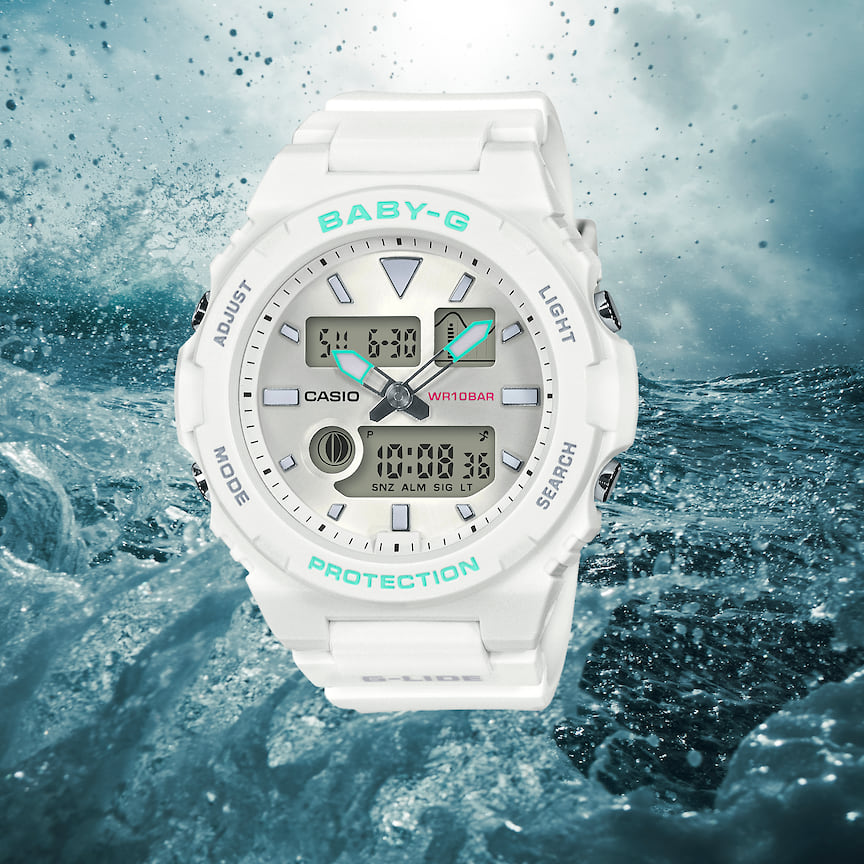 Casio, часы Baby-G ВАХ-100, 46,1 х 42,4 мм, сталь, пластик