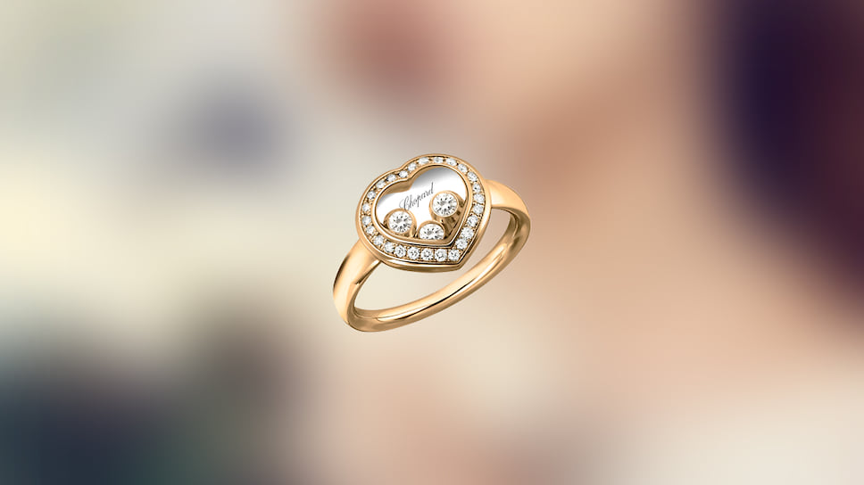 Chopard, кольцо Happy Diamonds, розовое золото, бриллианты