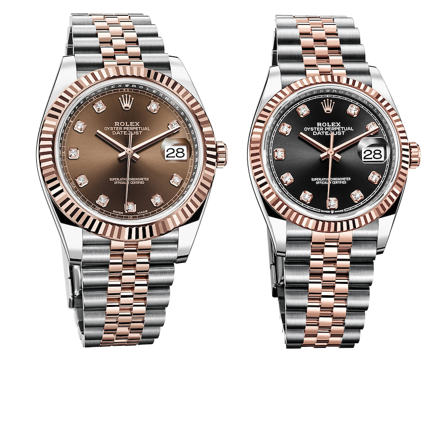 Rolex, часы Oyster Perpeyual Datejust, 36 и 41 мм, сталь, розовое золото, бриллианты, механизмы с автоматическим подзаводом
