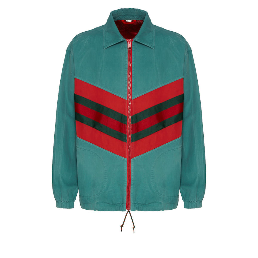 Gucci, куртка с контрастными шевронами, 149 000 руб, AIZEL