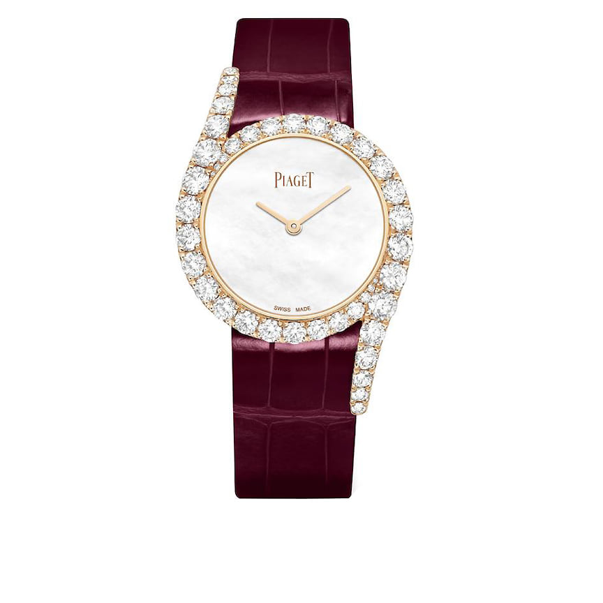 Piaget, часы Limelight Gala Precious Rose Gold, 32 мм, розовое золото, бриллианты, перламутр, кварцевый механизм