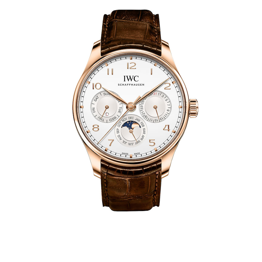 IWC, часы Portugieser Perpetual Calendar, 42 мм, розовое золото, механизм с автоматическим подзаводом, запас хода 60 часов