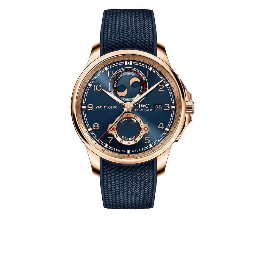 IWC, часы Yacht Club Moon &amp; Tide, 44 мм, розовое золото, механизм с автоматическим подзаводом, запас хода 60 часов