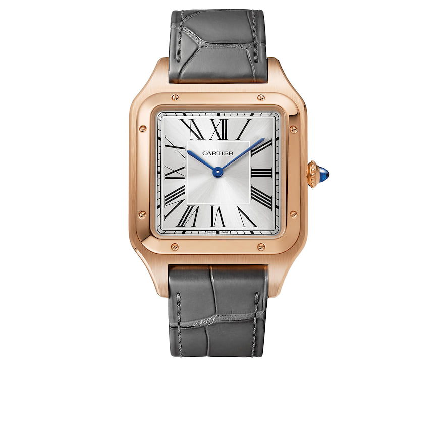Cartier, часы Santos-Dumont, 46,6 х 33,9 мм, розовое золото, механизм с ручным подзаводом, запас хода 38 часов