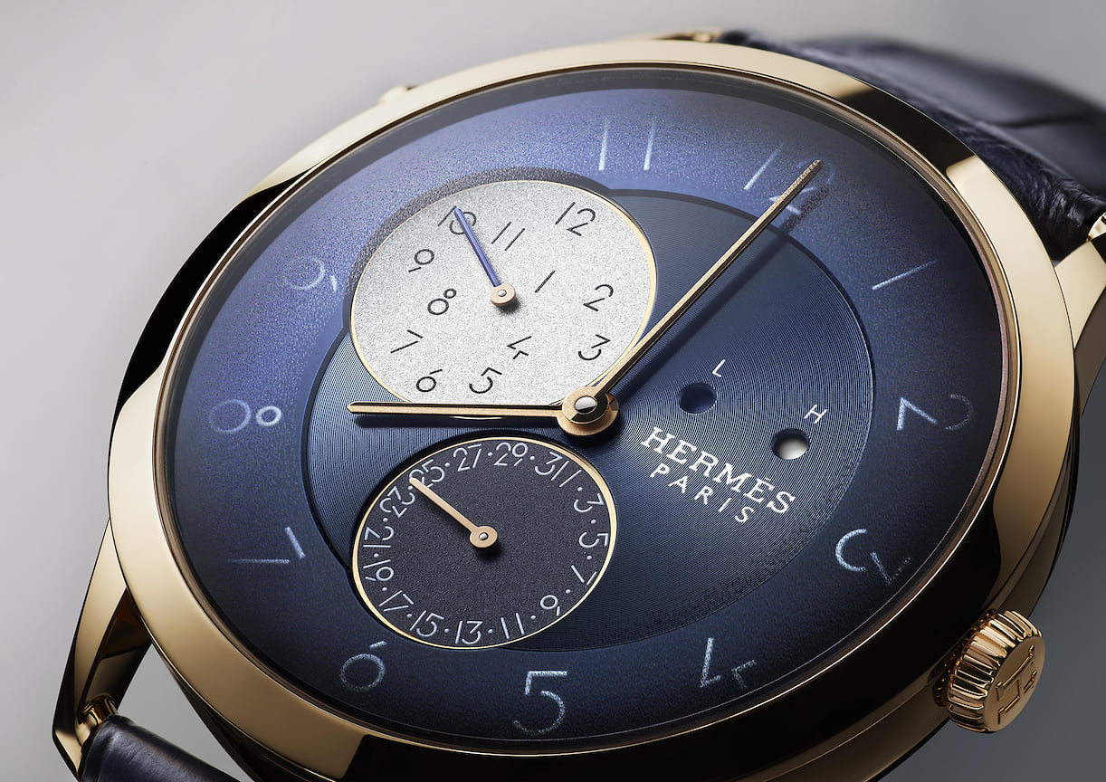 Hermes, часы Slim d’Hermes GMT, 39,5 мм, розовое золото, механизм с автоматическим подзаводом, запас хода 42 часа
