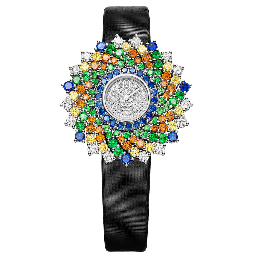 Harry Winston, часы часы Winston Kaleidoscope, 36 мм, платина, бриллианты, шпинели, кварцевый механизм