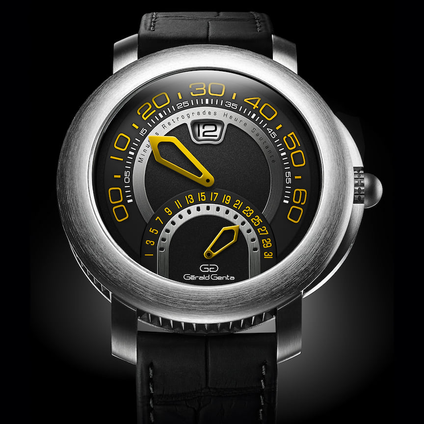 Bvlgari, часы Gerald Genta Arena Bi-Retro Sport, 43 мм, титан, механизм с автоматическим подзаводом, запас хода 42 часа, водойстойкость 100 м