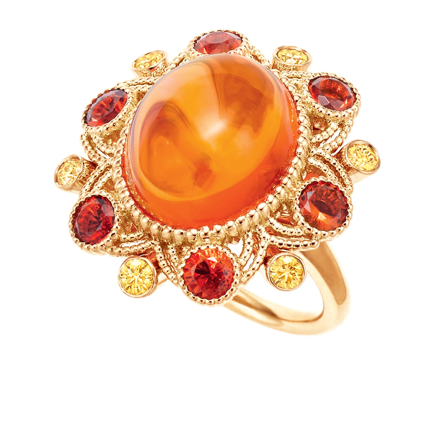Tiffany &amp; Co., кольцо, желтое золото, огненные опалы, желтые бриллианты