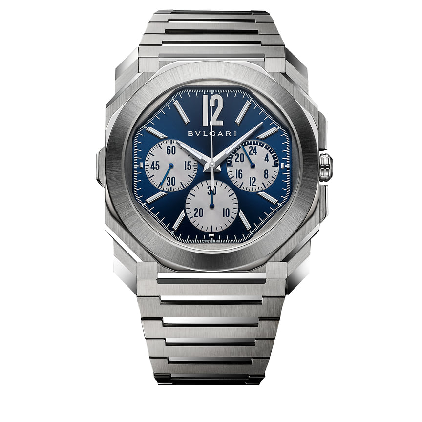 Bvlgari, часы Octo Finissimo Chronograph GMT Steel, 43 мм, сталь, механизм с автоматическим подзаводом, запас хода 55 часов