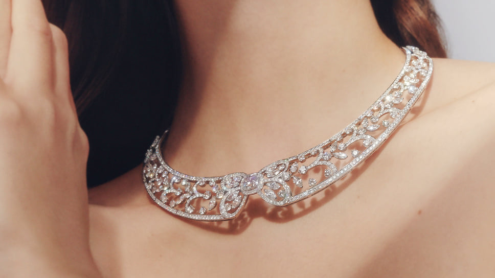De Beers, колье Elismere Treasure, белое золото, бриллианты