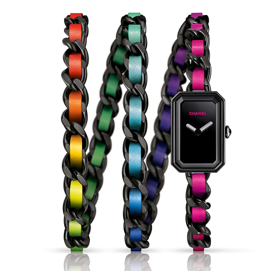 Chanel Watches, часы Premiere Electro, 23,6 х 15,8 мм, сталь с покрытием ADLC, оникс, кожа, кварцевый механизм