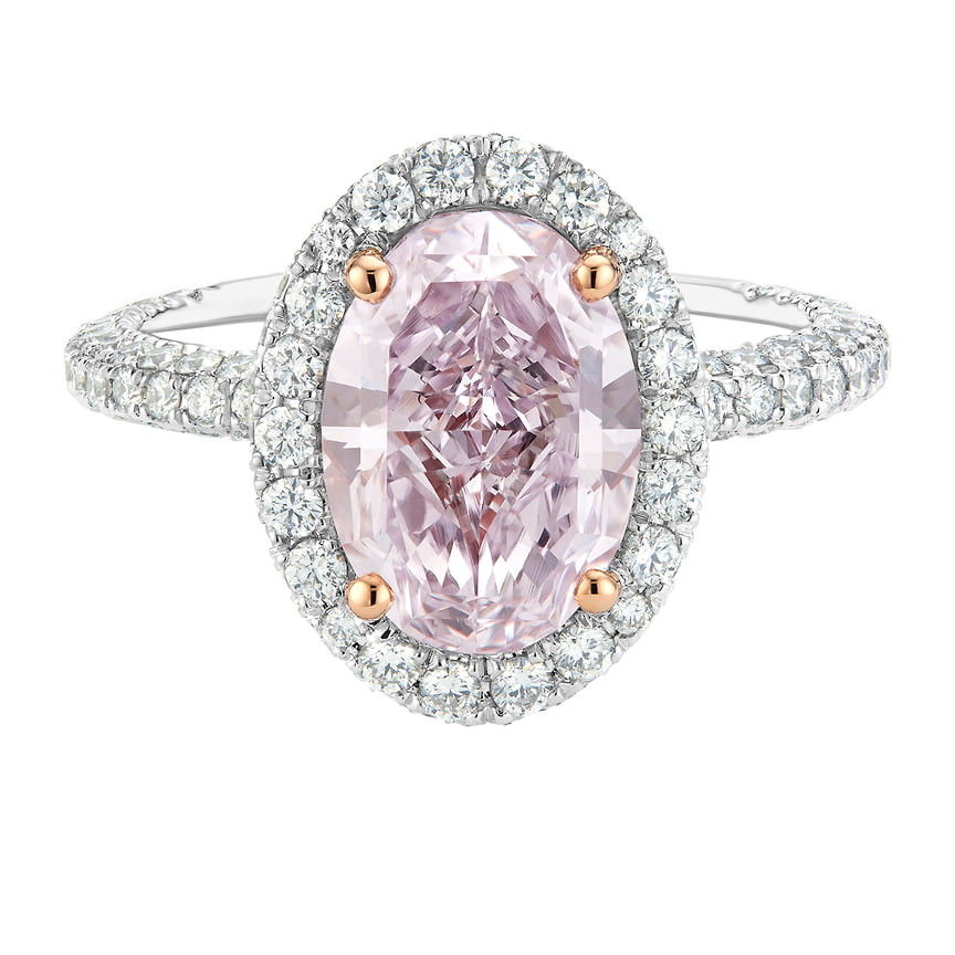 De Beers, кольцо, белое золото, розовый и бесцветные бриллианты