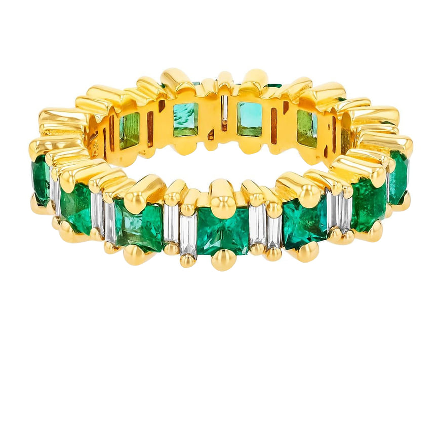 Suzanne Kalan, кольцо, желтое золото, изумруды, бриллианты