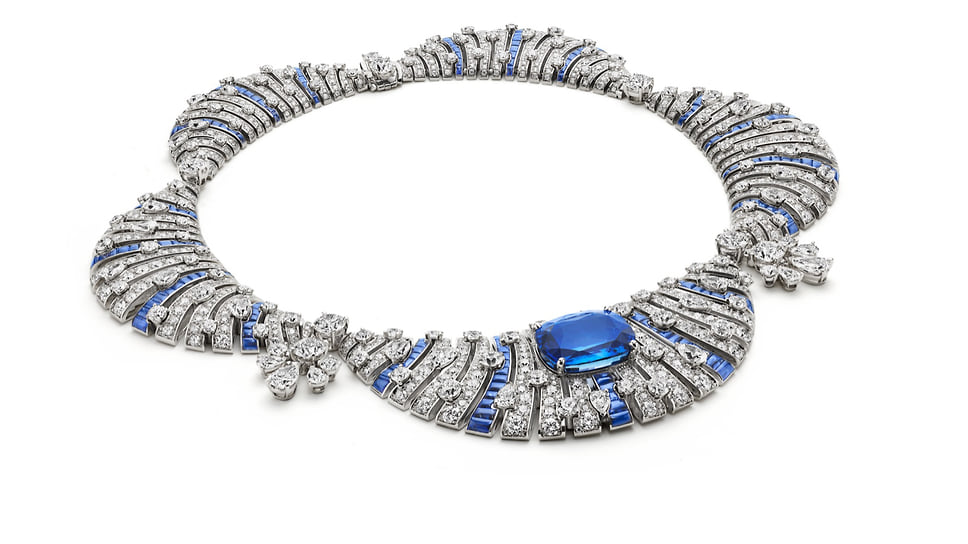 Bvlgari, колье Saphire Petal, платина, сапфир (35,45 карат), сапфиры, бриллианты
