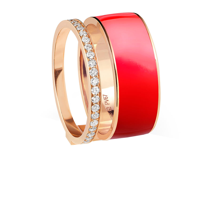 Repossi, кольцо Berbere Chromatic, розовое золото, эмаль, бриллианты