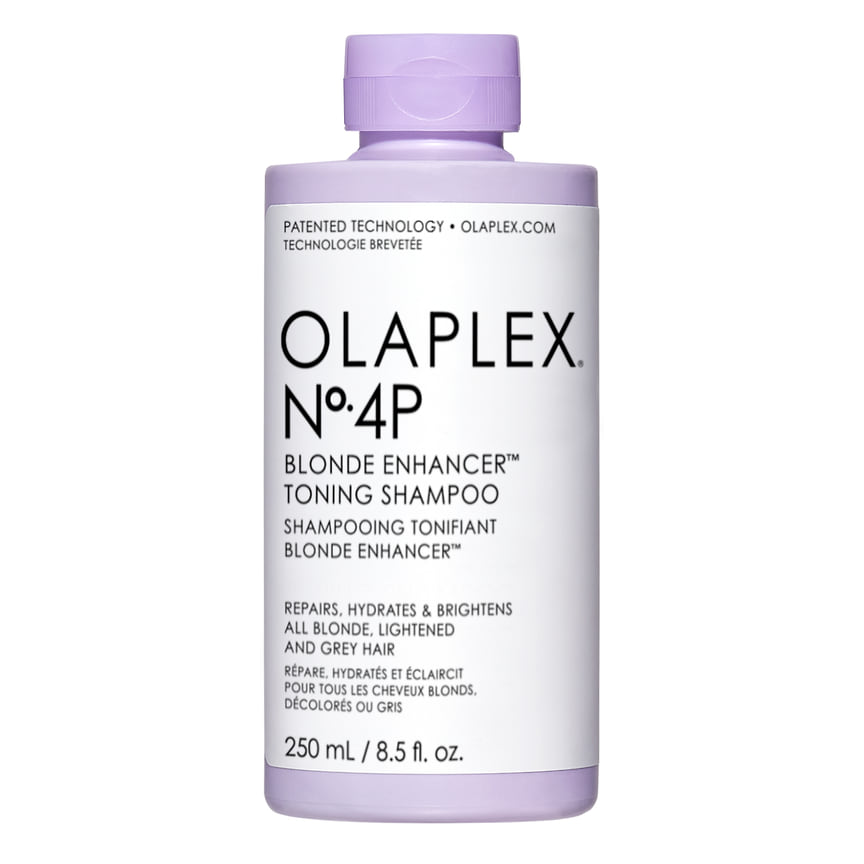 Olaplex, фиолетовый шампунь Olaplex No.4P Blonde Enhancer Toning Shampoo для нейтрализации желтых оттенков и смягчения волос.