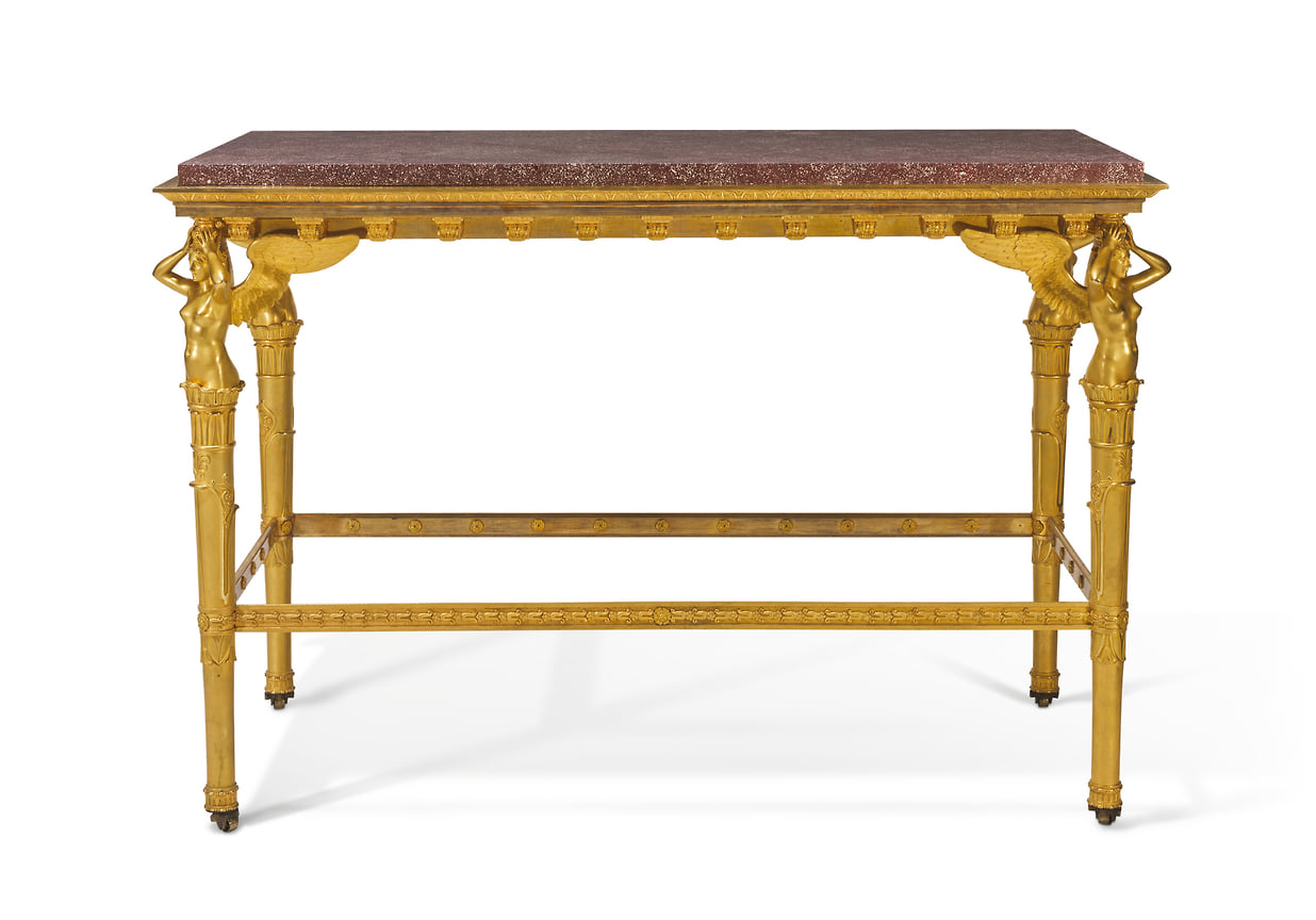 Мартин Гийом Бьенне, стол в стиле Империи, чеканка и позолотная бронза,