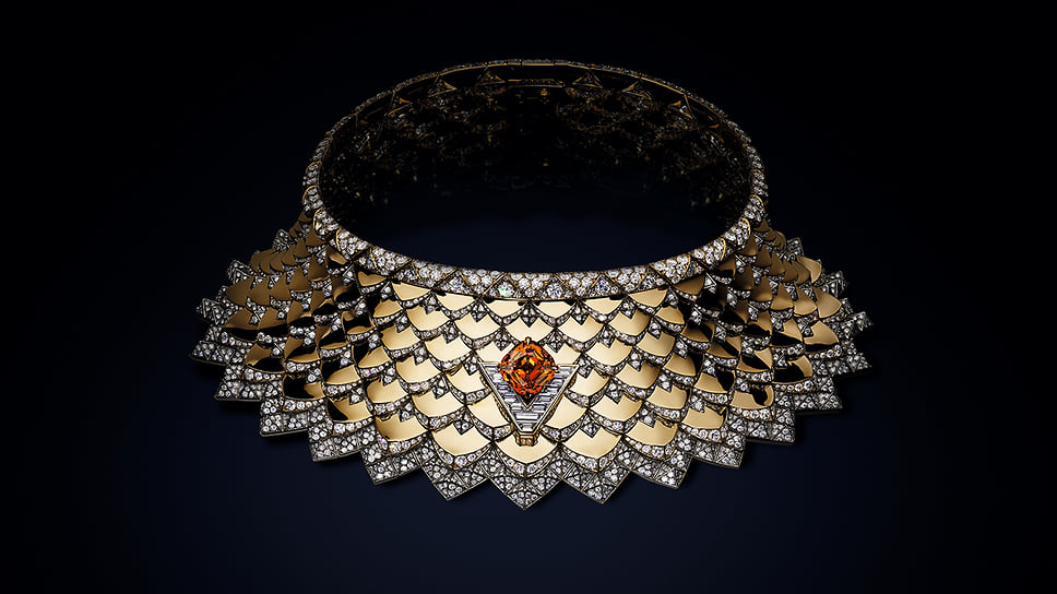 Louis Vuitton, колье Radiance, желтое золото, платина, спессартин (10,99 карат), бриллианты