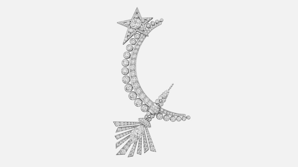 Chanel High Jewellery, брошь Lune Eternelle, белое золото, бриллианты