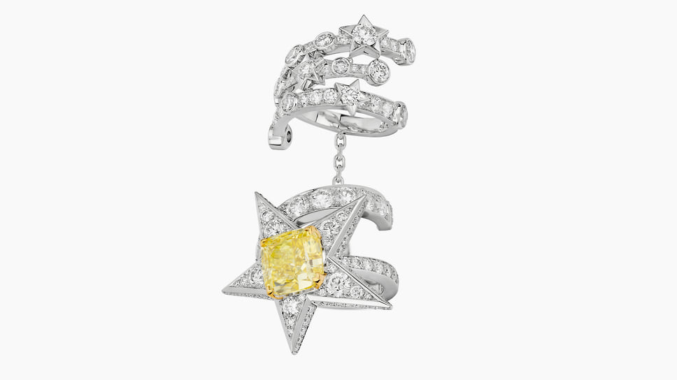 Chanel High Jewellery, кольцо Comete Infinie, белое золото, желтый и бесцветные бриллианты