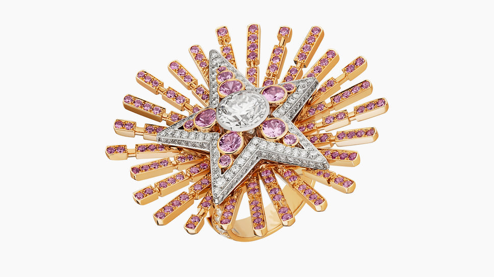 Chanel High Jewellery, кольцо Comete Aubazine, розовое и белое золото, сапфиры, бриллианты