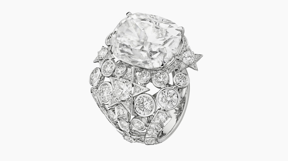 Chanel High Jewellery, кольцо Comete Constellation, белое золото, бриллианты
