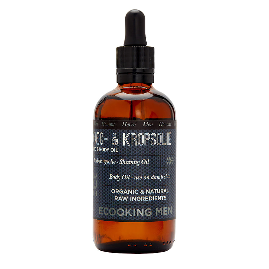Ecooking, мультифункциональное масло для мужчин Beard&amp;Body oil для ухода за кожей головы и бритья. Состав: органические аргановое масло и масло абрикосовых косточек.