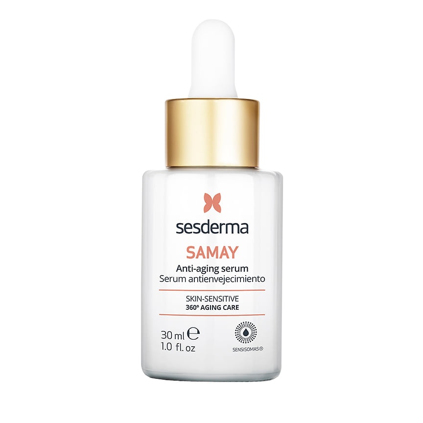 Sesderma, антивозрастная сыворотка Samay для чувствительной кожи. В составе: био-ретиноиды, пробиотик, молочный белок и аллантоин.