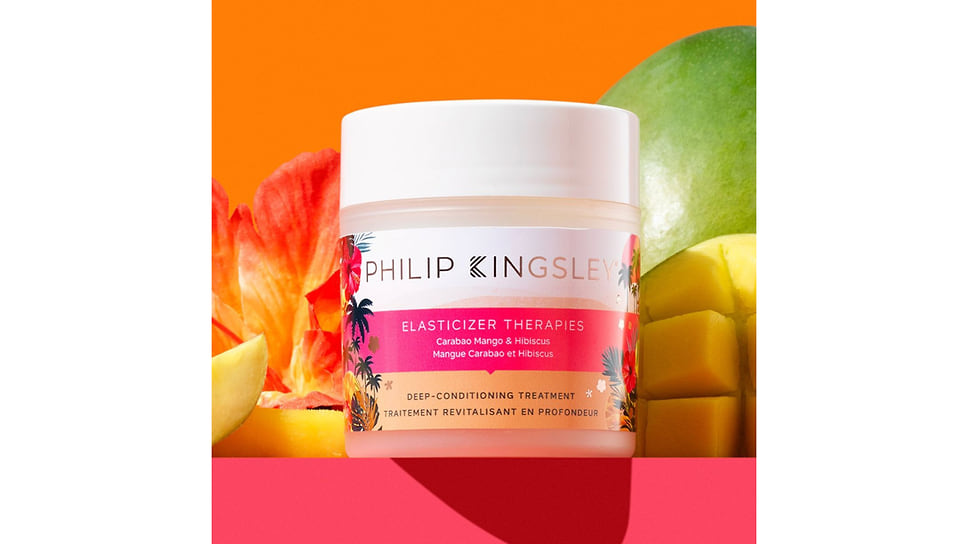 Philip Kingsley, маска с ароматом манго для восстановления волос Elasticizer британской марки. В ее составе: гидролизованный эластин, касторовое и оливковое масла, глицерин.