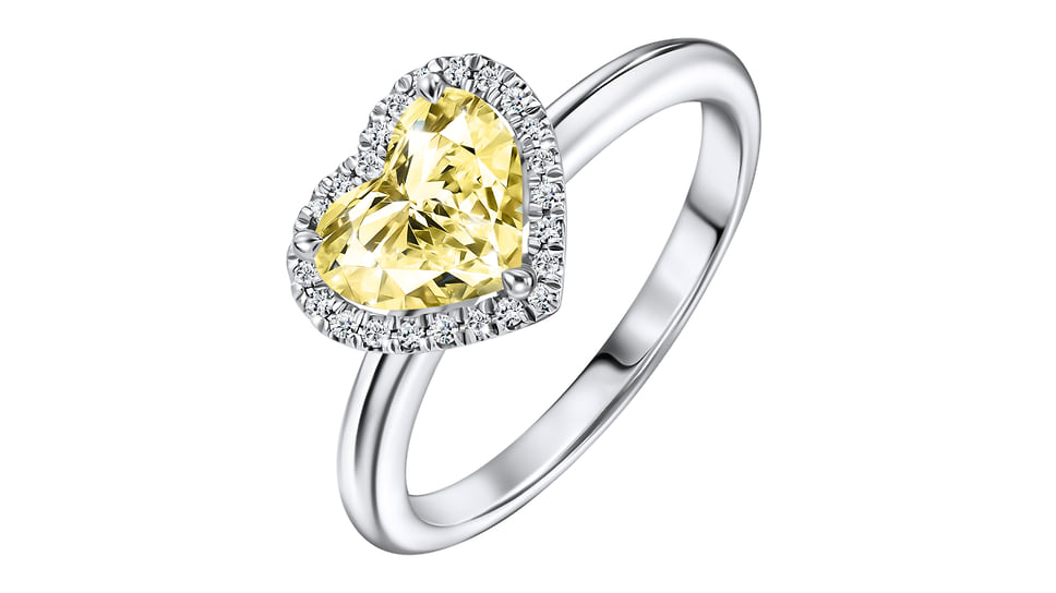 MIUZ, кольцо, белое золото, желтый и бесцветные бриллианты
