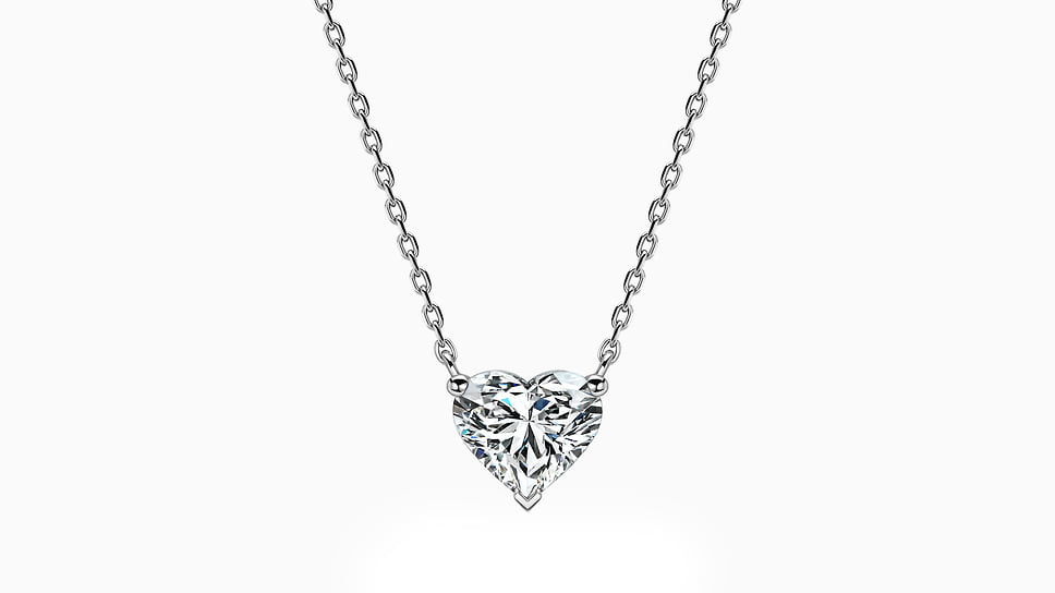 La Vivion, подвеска Mon Coeur с бриллиантом огранки «Сердце» на цепочке из белого золота с регулируемой длиной.