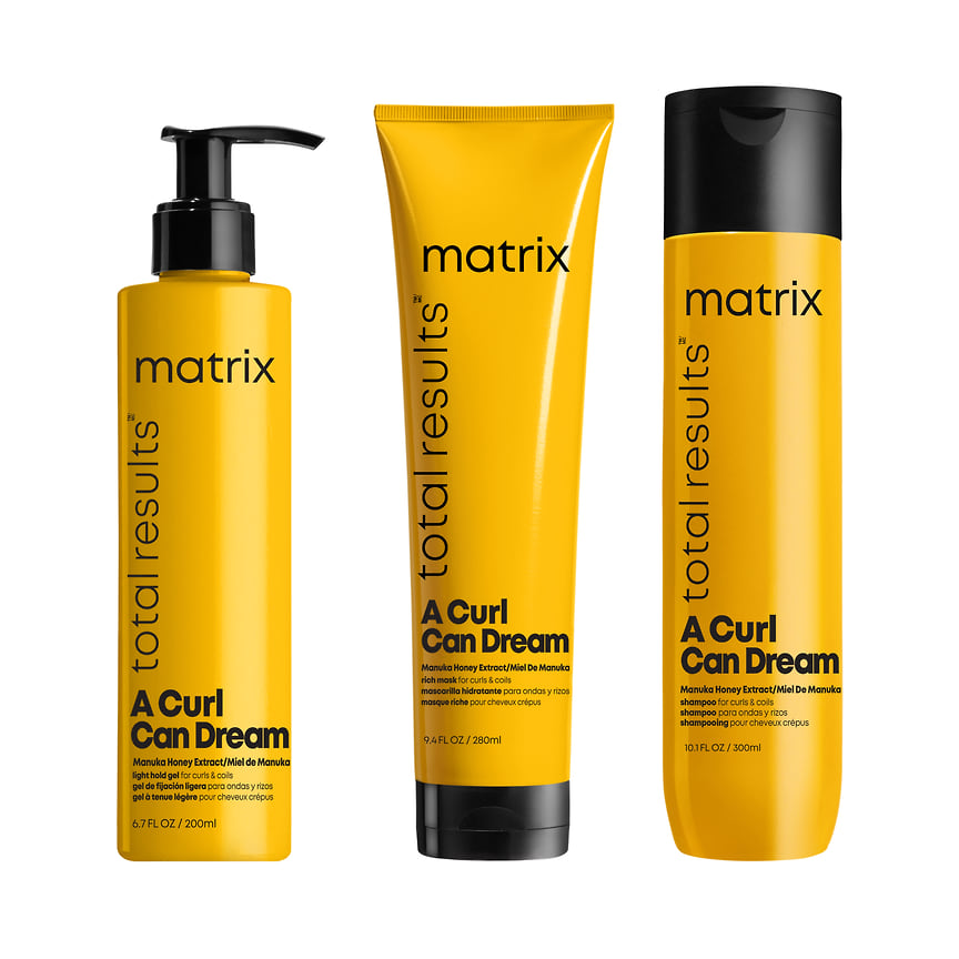 Matrix (Франция): гамма для вьющихся волос Total Results A Curl Can Dream — шампунь, маска и гель легкой фиксации. Средства не содержат силиконов и минеральных масел.