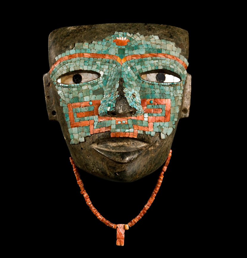Ацтекская погребальная маска, найденная в 1921 году в Мексике