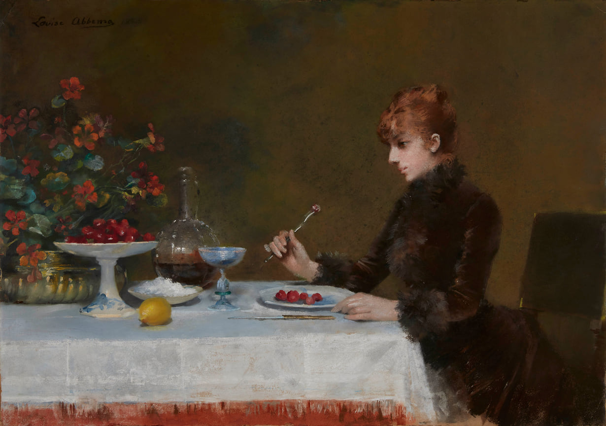 Луиза Аббема, Сара Бернар за столом, 1885 год