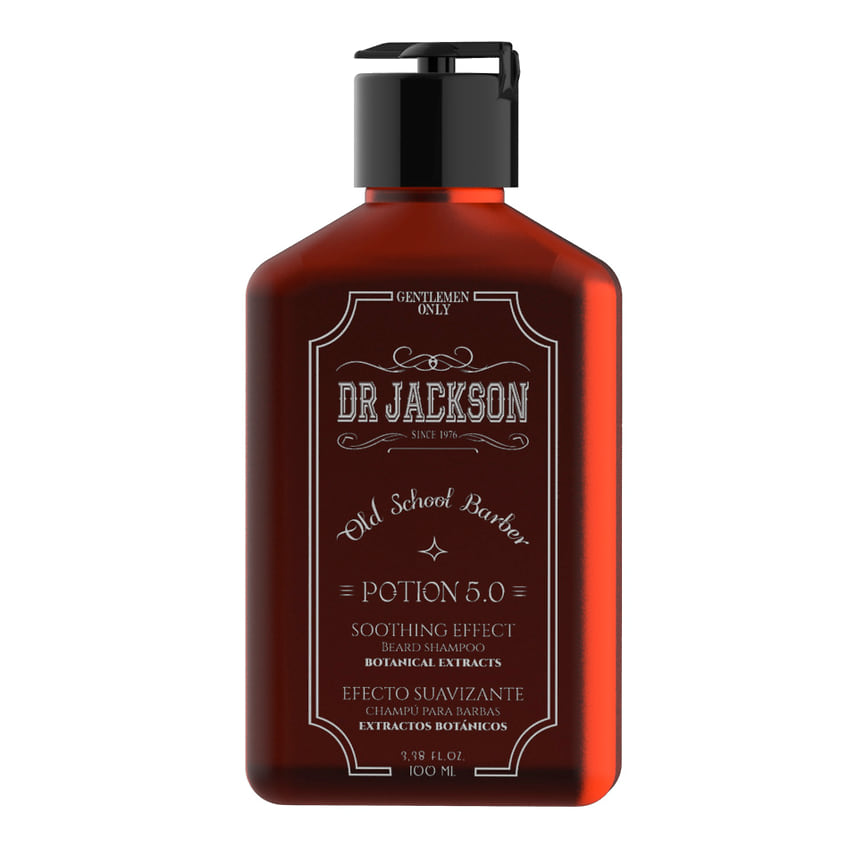 DR Jackson, шампунь для бороды Potion 5.0 со смягчающим эффектом. В его составе - экстракты сандалового дерева, горечавки, тимьяна, лимона, лопуха и можжевельника