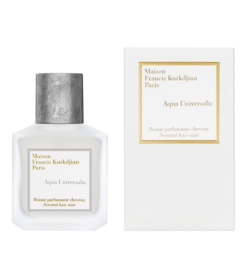 Maison Francis Kurkdjian, дымка для волос Aqua Universali. Ноты: бергамот, белые цветы, мускус. Не содержит спирт.