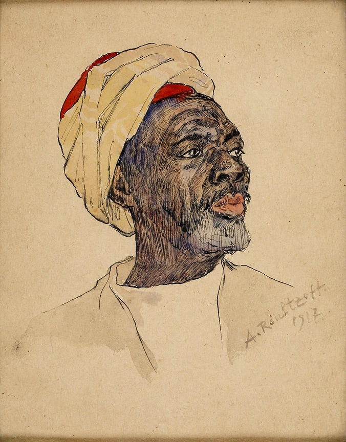 Александр Рубцов, «Голова черного мужчины в тюрбане». 1917. Из коллекции Меди Дусс