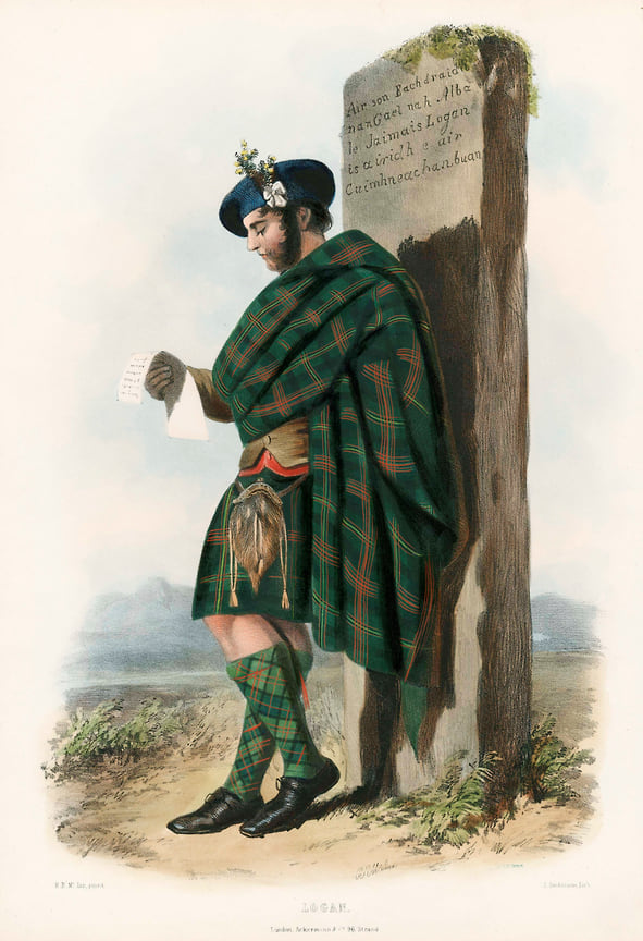 Логан, из «Кланов Шотландского нагорья», издательство, цветная литография 1845 года