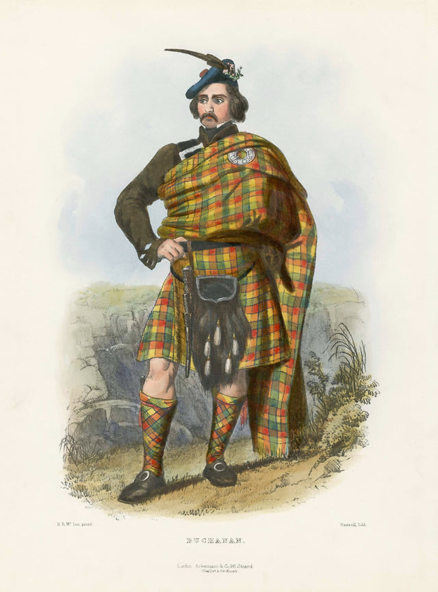 Бьюкенен, из «Кланов Шотландского нагорья», издательство, цветная литография 1845 года. 