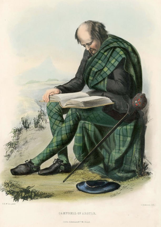 Кэмпбелл из Аргайла, из «Кланов Шотландского нагорья», цветная литография 1845 года